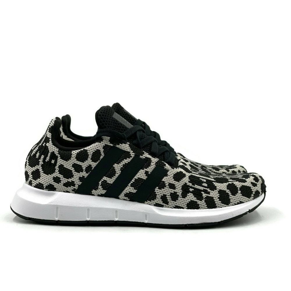 Adidas Swift Run Womens Running Shoe White Black Animal Leopard Trainer Sneaker